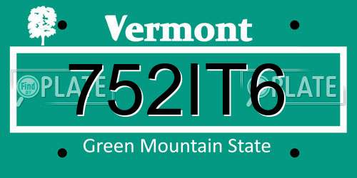 752IT6 Vermont License Plate