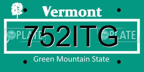 752ITG Vermont License Plate
