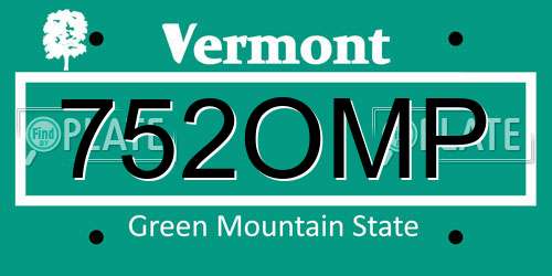 752OMP Vermont License Plate