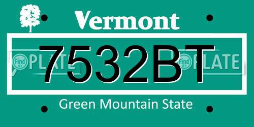 7532BT Vermont License Plate