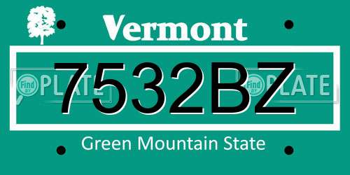 7532BZ Vermont License Plate