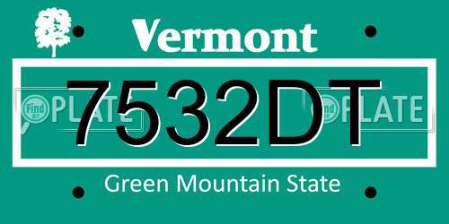 7532DT Vermont License Plate