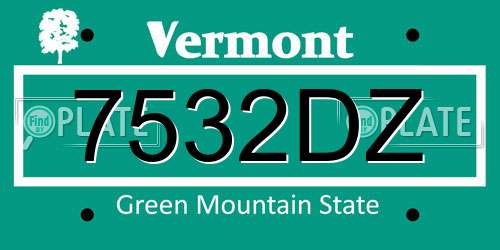7532DZ Vermont License Plate