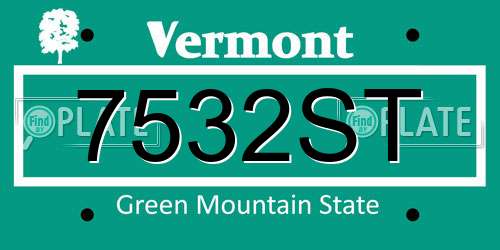 7532ST Vermont License Plate