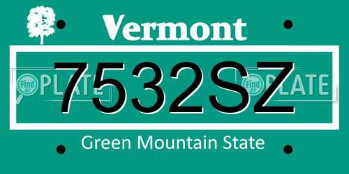 7532SZ Vermont License Plate