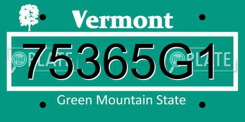 75365G1 Vermont License Plate