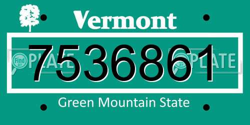 7536861 Vermont License Plate
