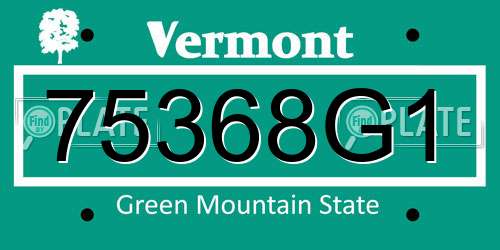 75368G1 Vermont License Plate