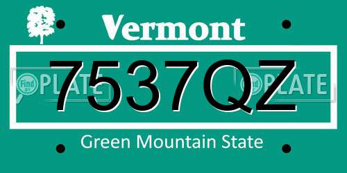 7537QZ Vermont License Plate
