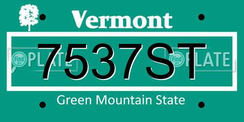 7537ST Vermont License Plate