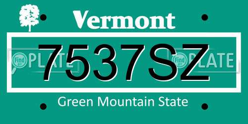 7537SZ Vermont License Plate