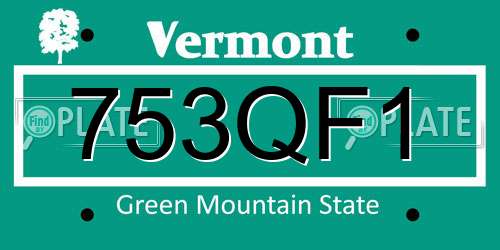 753QF1 Vermont License Plate