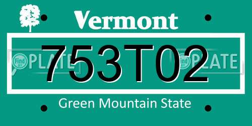 753T02 Vermont License Plate