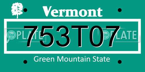 753T07 Vermont License Plate