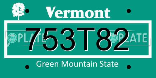 753T82 Vermont License Plate