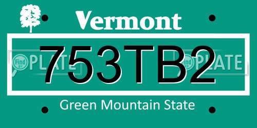 753TB2 Vermont License Plate