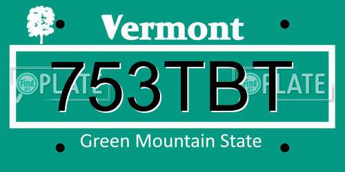 753TBT Vermont License Plate