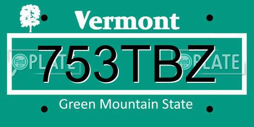 753TBZ Vermont License Plate