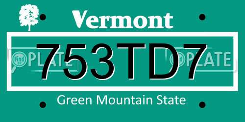 753TD7 Vermont License Plate