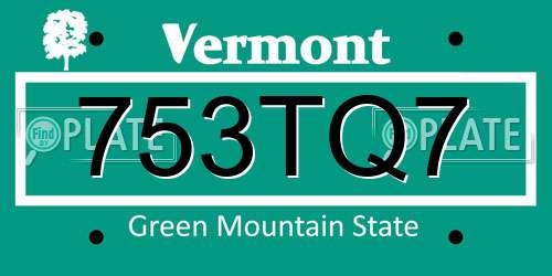 753TQ7 Vermont License Plate