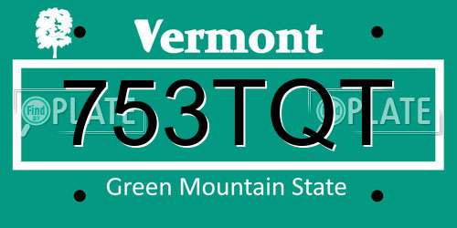 753TQT Vermont License Plate