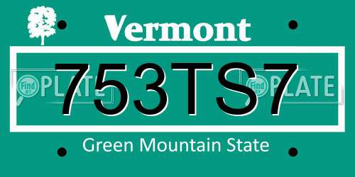 753TS7 Vermont License Plate