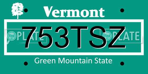 753TSZ Vermont License Plate
