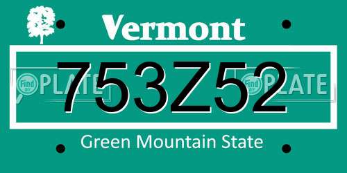 753Z52 Vermont License Plate
