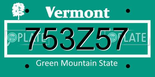 753Z57 Vermont License Plate