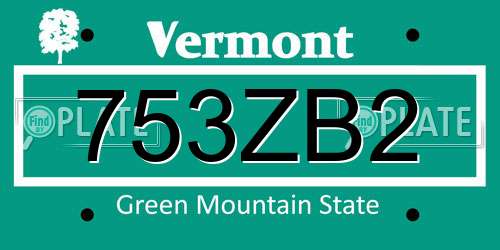 753ZB2 Vermont License Plate