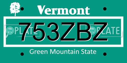 753ZBZ Vermont License Plate