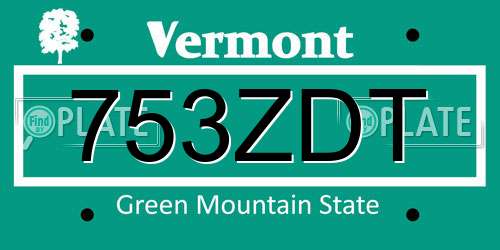753ZDT Vermont License Plate