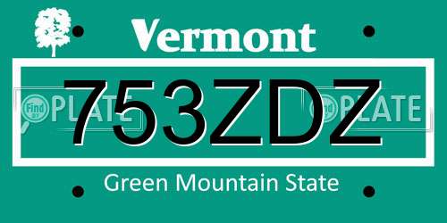 753ZDZ Vermont License Plate