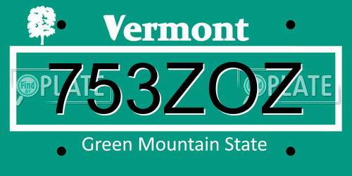 753ZOZ Vermont License Plate
