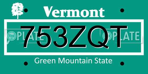 753ZQT Vermont License Plate