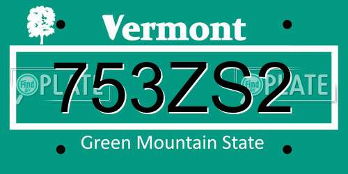 753ZS2 Vermont License Plate
