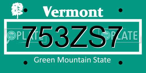 753ZS7 Vermont License Plate