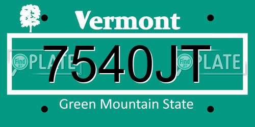 7540JT Vermont License Plate
