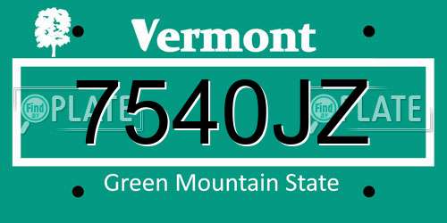 7540JZ Vermont License Plate