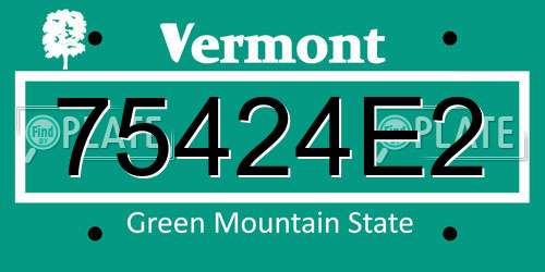 75424E2 Vermont License Plate