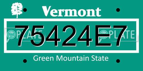 75424E7 Vermont License Plate