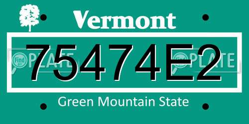 75474E2 Vermont License Plate