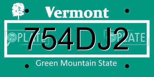 754DJ2 Vermont License Plate