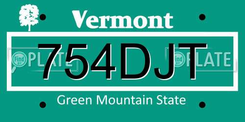 754DJT Vermont License Plate