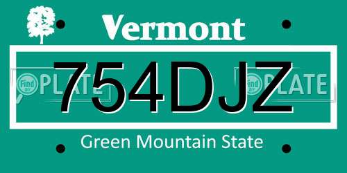 754DJZ Vermont License Plate