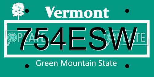 754ESW Vermont License Plate