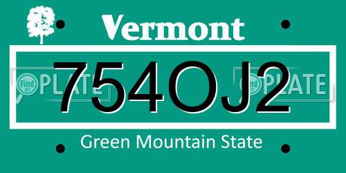754OJ2 Vermont License Plate