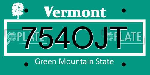 754OJT Vermont License Plate