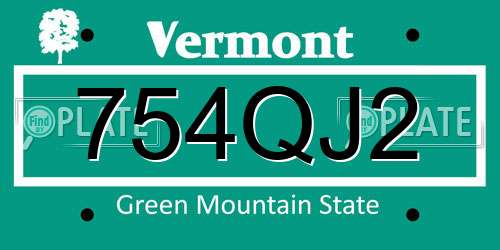 754QJ2 Vermont License Plate