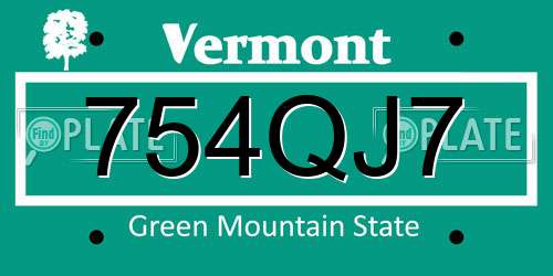 754QJ7 Vermont License Plate